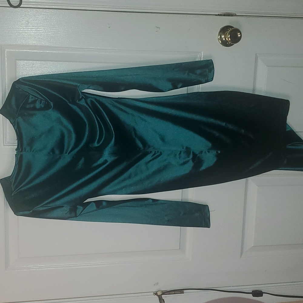 Emerald green formal mini dress LG - Picture 4 of 4